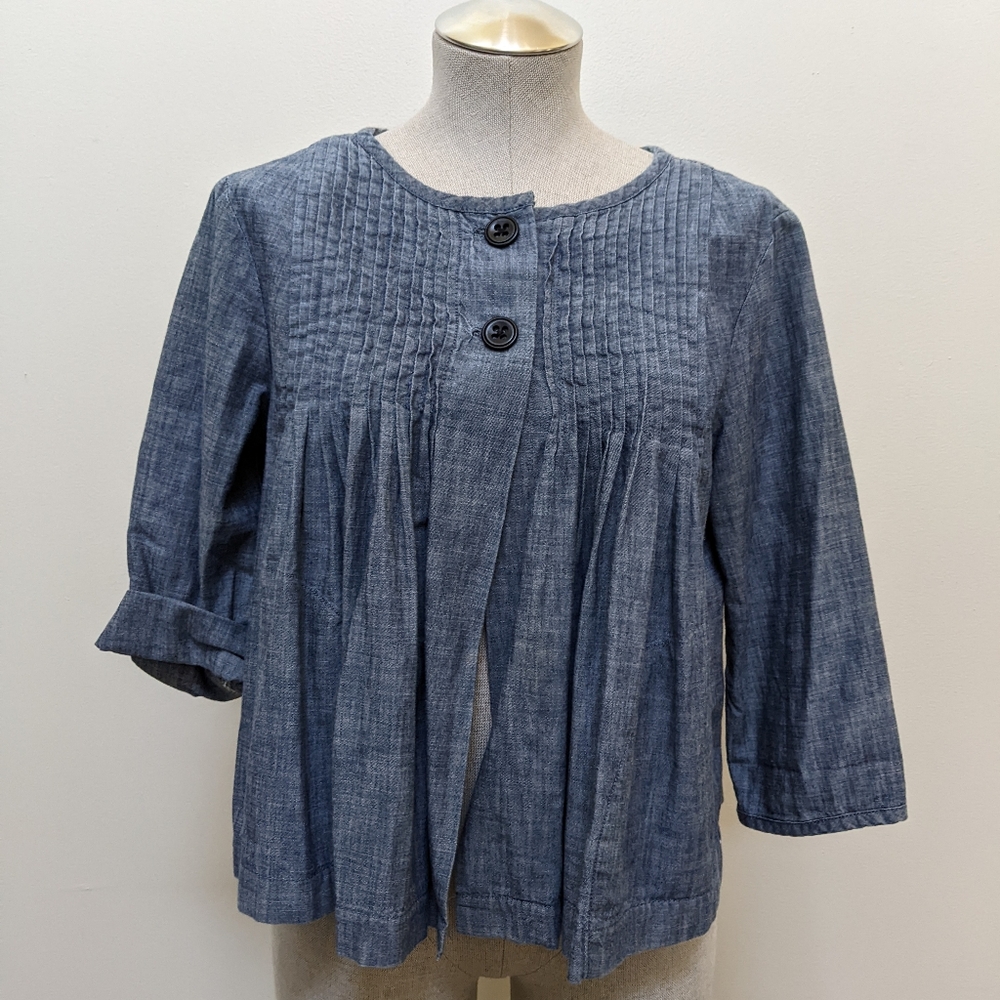 GAP Chambray Pleated Crop Jacket